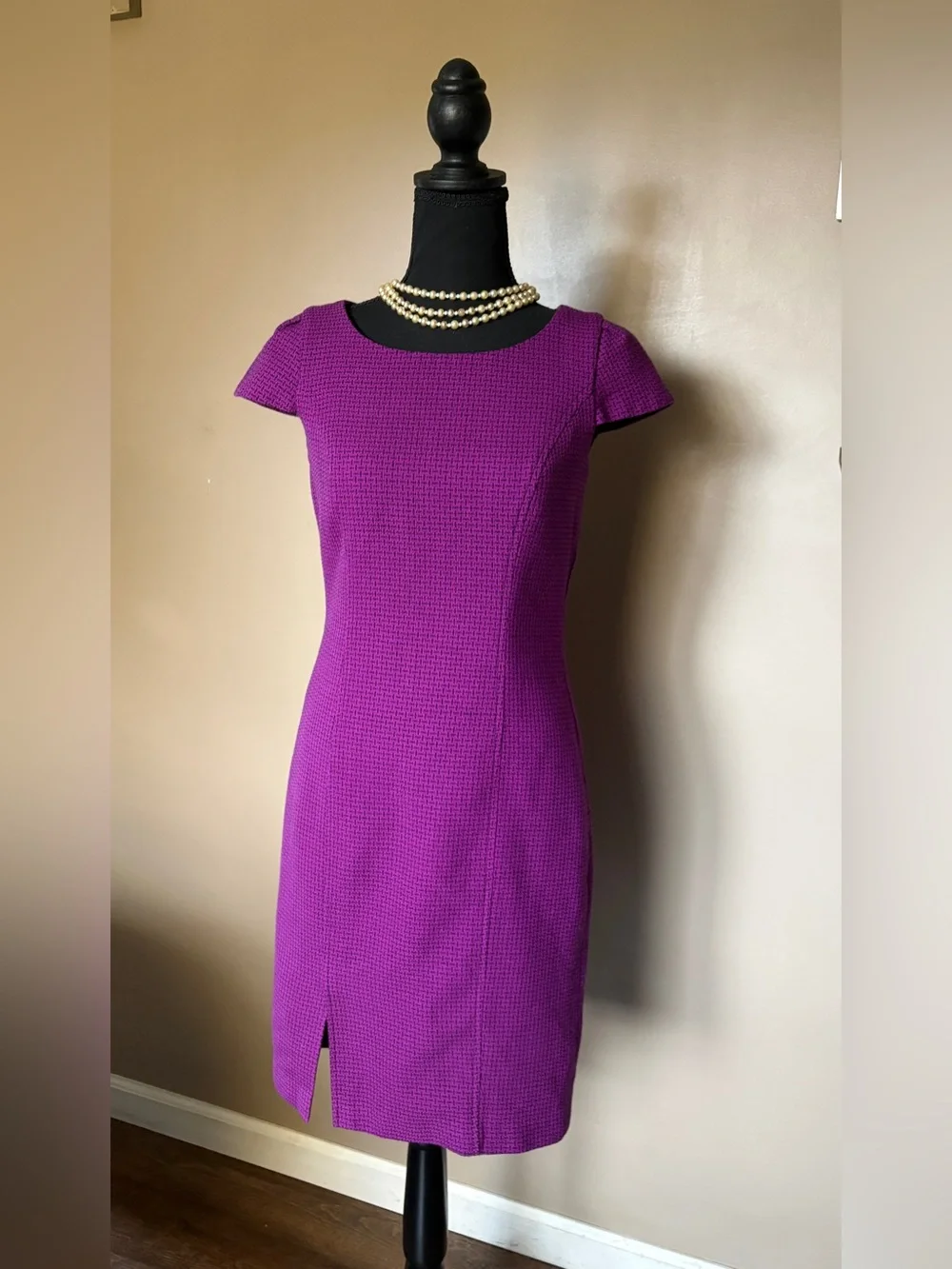 MARY KAY purple textured sheath dress consultant professional vintage-look sz 4P